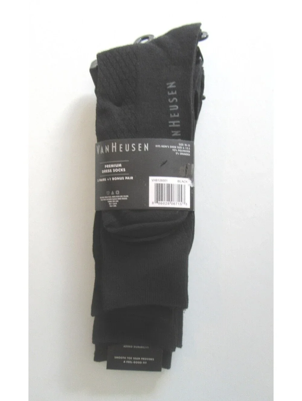 Van Heusen Premium Crew Dress Socks Black & Blue Stripe /Black 4 Pack NWT